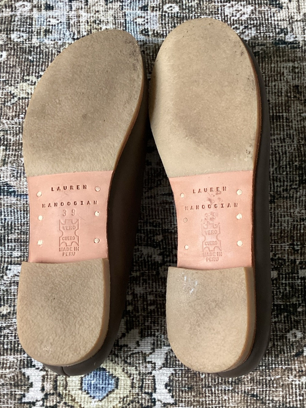 Lauren Manoogian Brown Leather Mono Rounded Toe Flats - Picture 7 of 8
